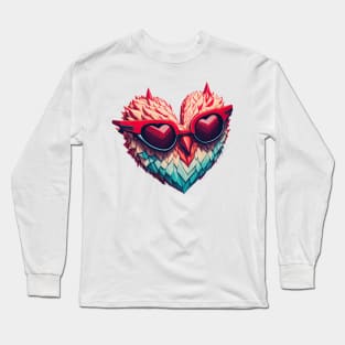 Feathered Heart with Sunglasses Art Long Sleeve T-Shirt